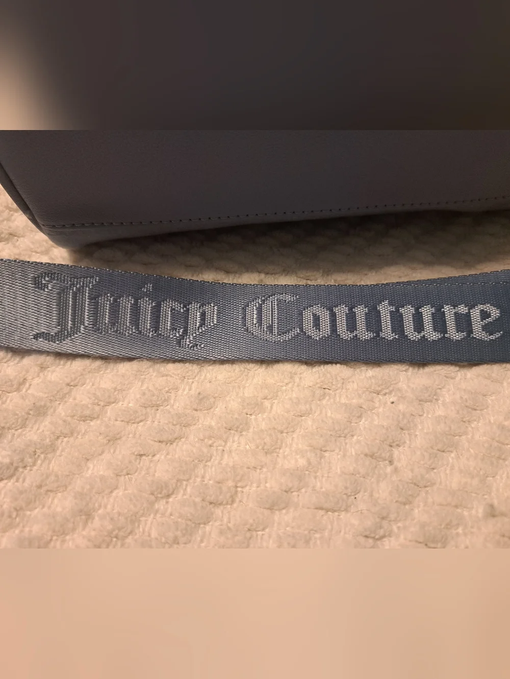 Juicy Coture Slate Blue Rhinestone Logo Obsession Satchel